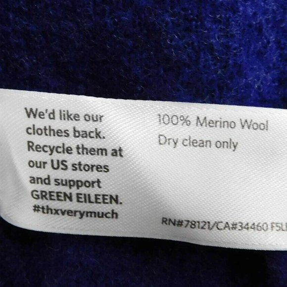 New Eileen Fisher $338rt‎ Blue Wool Ultma Knotch Collar Jacket Coat sz L - Picture 6 of 6